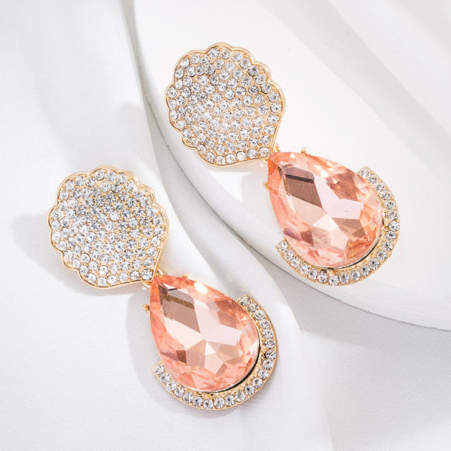 Colored drop glass crystal dangle earrings