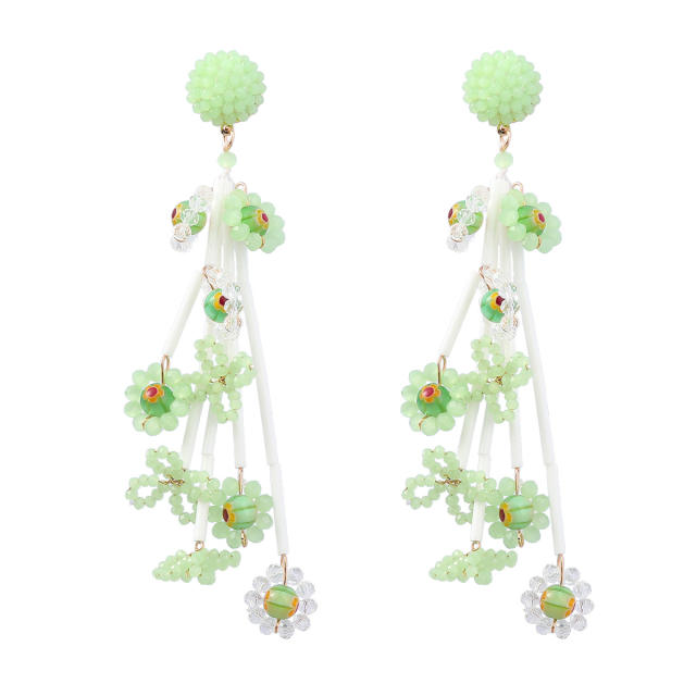 Boho acrylic beads long earrings