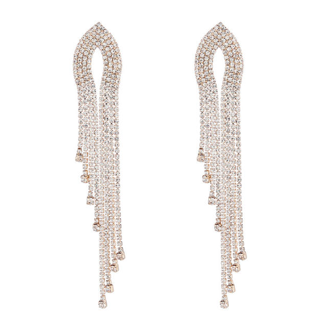 Occident fashion rhinestone tassel long earrings