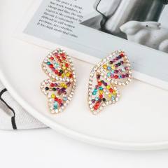 Diamond butterfly hollow ear studs