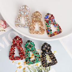 Geometric shape glass crystal statement dangle earrings