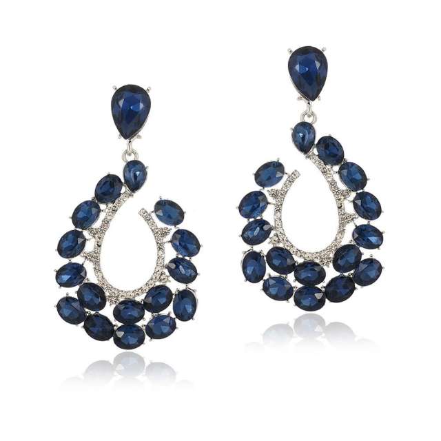 Elegant colorful glass crystal hollow drop earrings