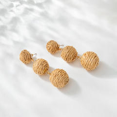 Boho straw earrings for women