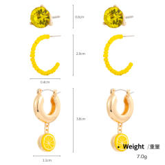 Cute fruit color seed beads earrings set 3pcs