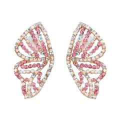 Diamond butterfly hollow ear studs