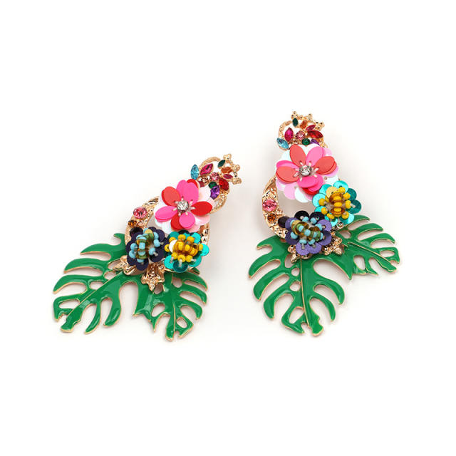 New Monstera summer dangle earrings