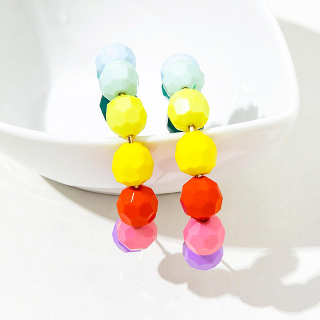Boho colorful beads hoop earrings