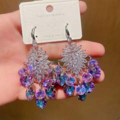 Luxury color crystal diamond dangle earrings