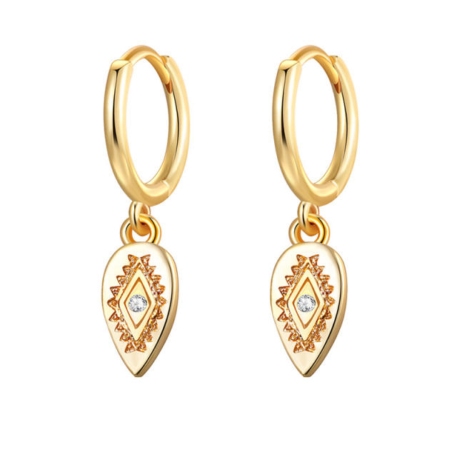 Vintage evil eye coin charm huggie earrings