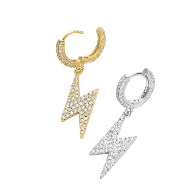 Hip hop lightning pendant earrings
