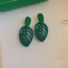 Summer green color seriex geometric ear studs