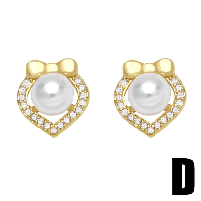 Elegant pearl bead ear studs