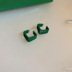 Summer green color seriex geometric ear studs