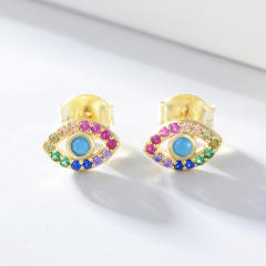 S925 sterling silver evil eye ear studs