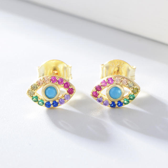 S925 sterling silver evil eye ear studs