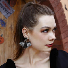 Punk design handmade beaded bat earrings