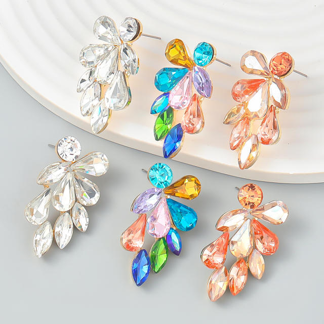 Glass crystal statement ear studs
