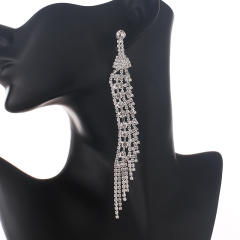 New arrival pave setting rhinestone long earrings