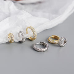 S925 three line cubic zircon huggie earrings