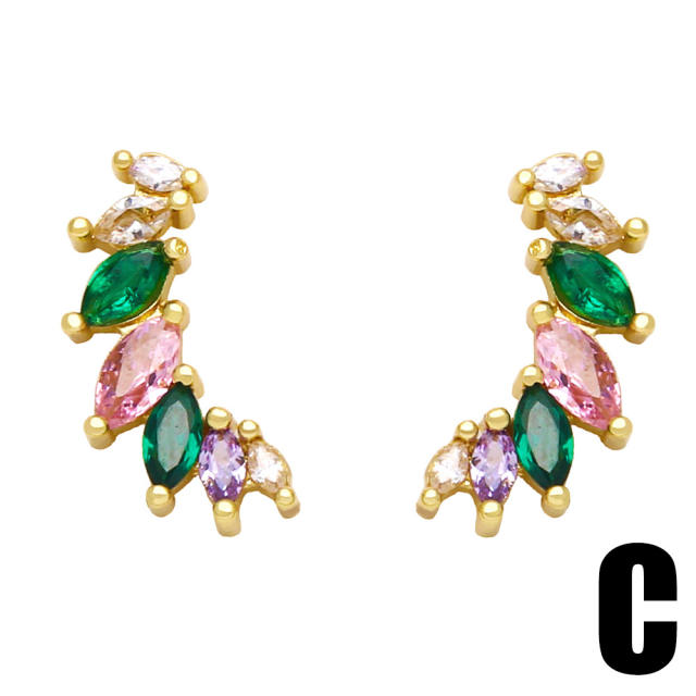 INS design green cubic zircon statement ear studs