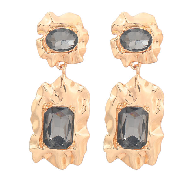 EXaggerated geometric colored crystal boho earrings