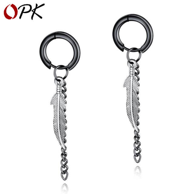 Fashion fringe titanium Steel chain earrings