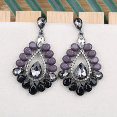 Color acrylic glass crystal drop earrings