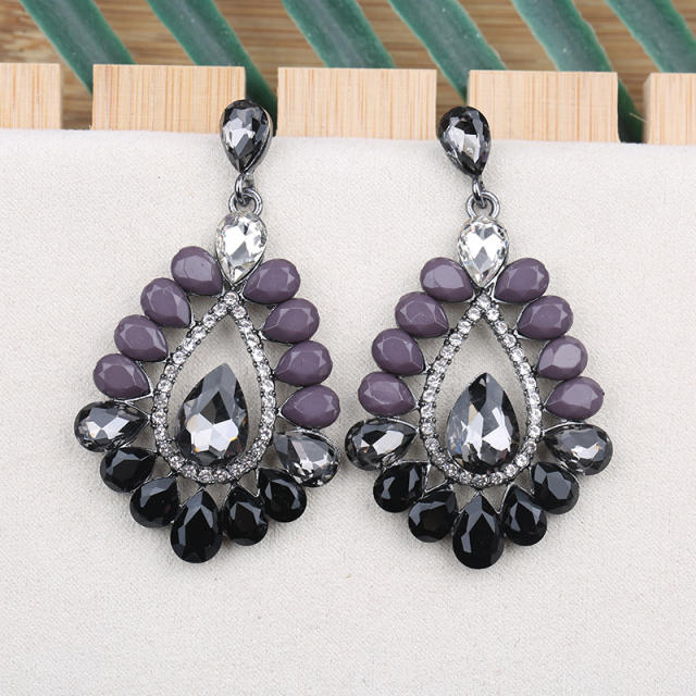 Color acrylic glass crystal drop earrings