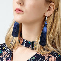 Boho rope tassel long earrings
