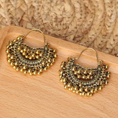 Hollow out metal beaded jhumka earrings