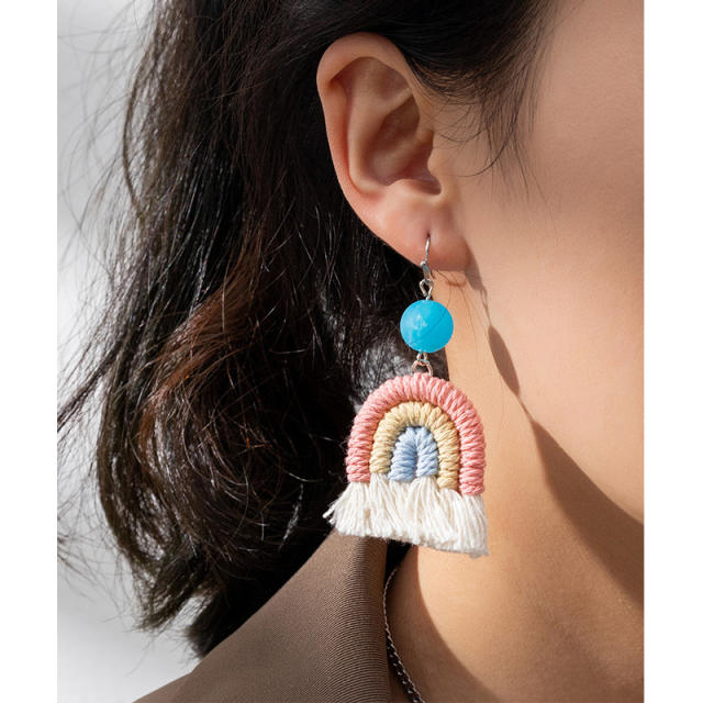 Holiday trend ins rope tassel braid earrings