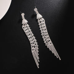 New arrival pave setting rhinestone long earrings
