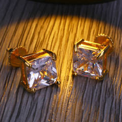 Fashion hip hop zircon ear studs