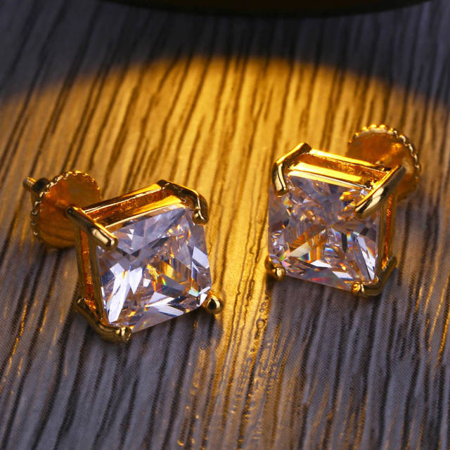 Fashion hip hop zircon ear studs
