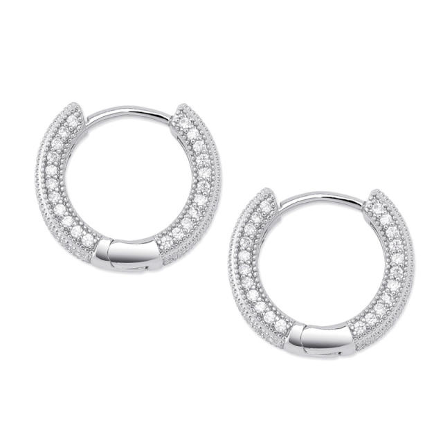 Hip hop zircon huggie earrings