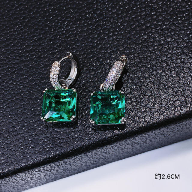 Elegant square cubic zircon huggie earrings