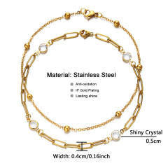 Korean fashion two layer stainless steel anklet