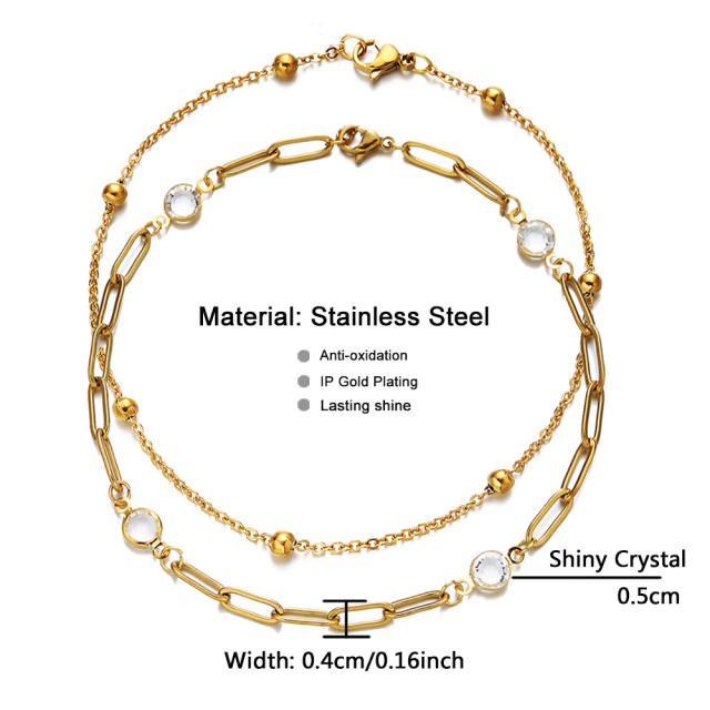 Korean fashion two layer stainless steel anklet