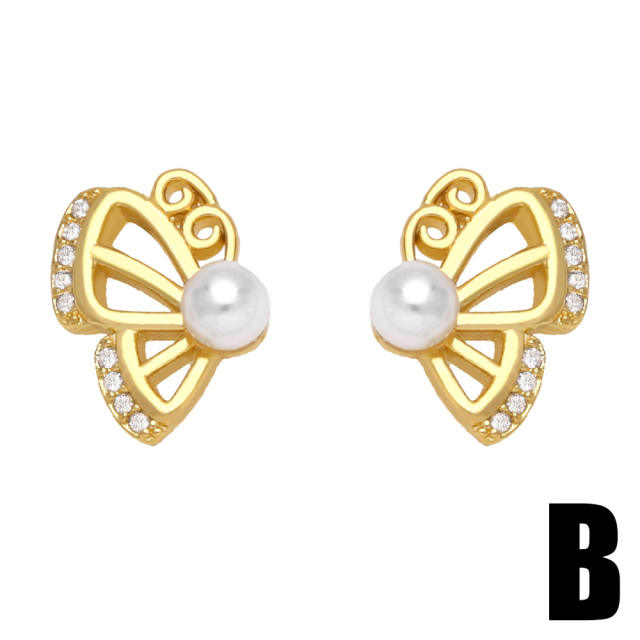 Elegant pearl bead ear studs