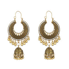Vintage bell shape metal jhumka earrings for women