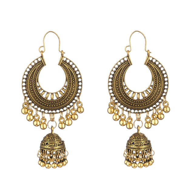 Vintage bell shape metal jhumka earrings for women