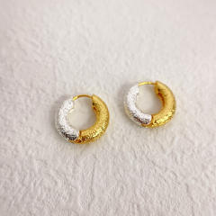 Personality two tone huggie earrings