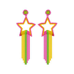 Handmade color beaded tassel star dangle earrings