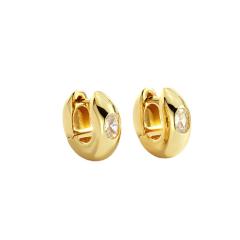 INS chunky huggie earrings with cubic zircon