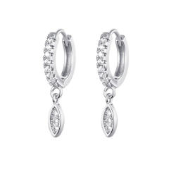 Rhinestone flash cross tiny huggie earrings