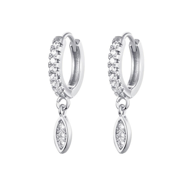 Rhinestone flash cross tiny huggie earrings