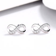 S925 sterling silver infinity ear studs