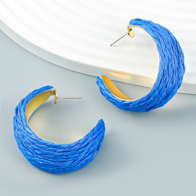 Summer new design c shape straw ear studs