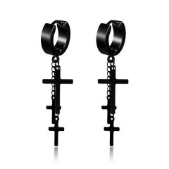 Black punk titanium steel earrings