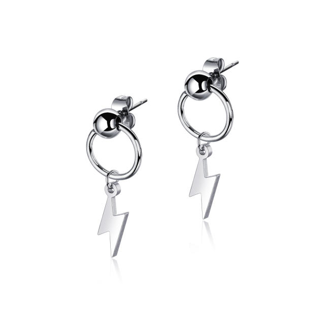 Fashion titanium steel lightning earrings